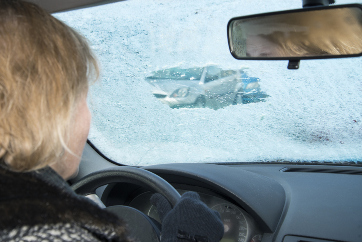 icy windshield in the car